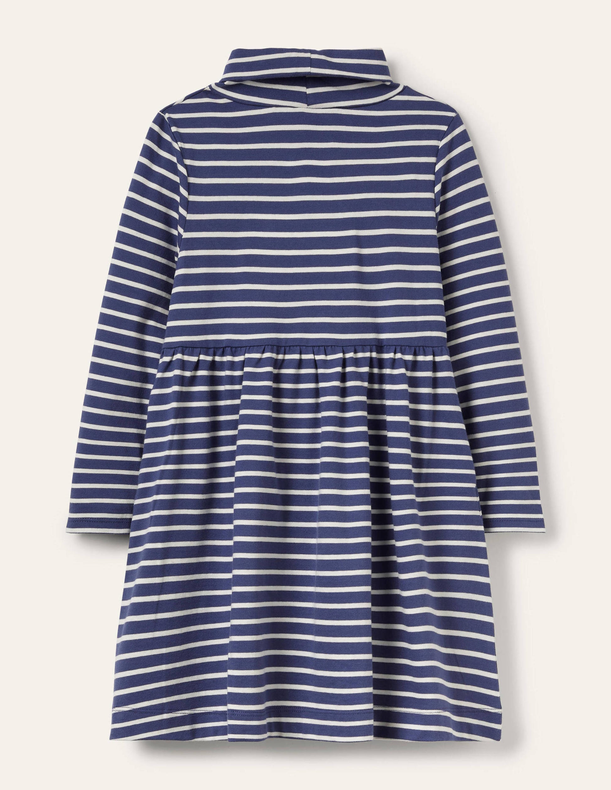 Roll Neck Supersoft Dress-Starboard Blue/ Ivory-2