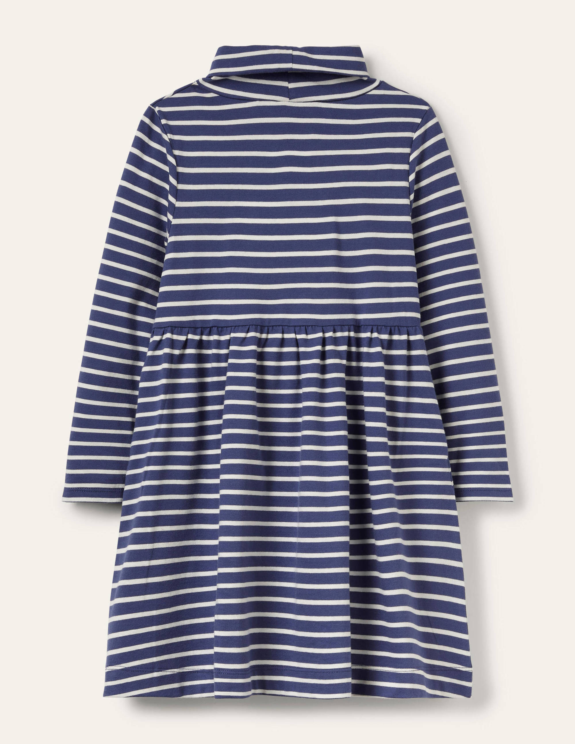 Roll Neck Supersoft Dress-Starboard Blue/ Ivory - Image 2