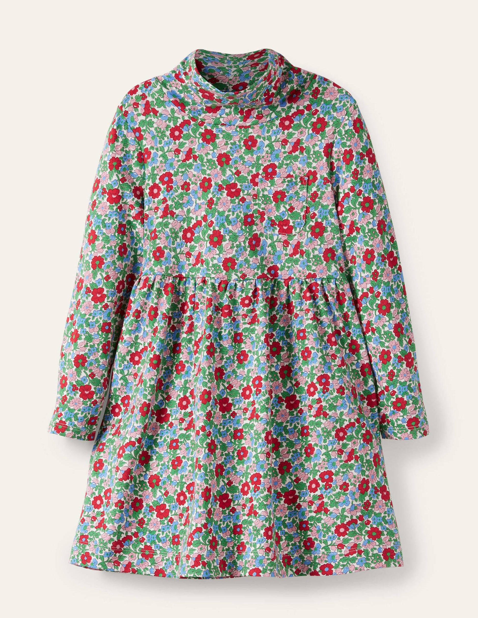 Roll Neck Supersoft Dress-Multi Vintage Bloom-1