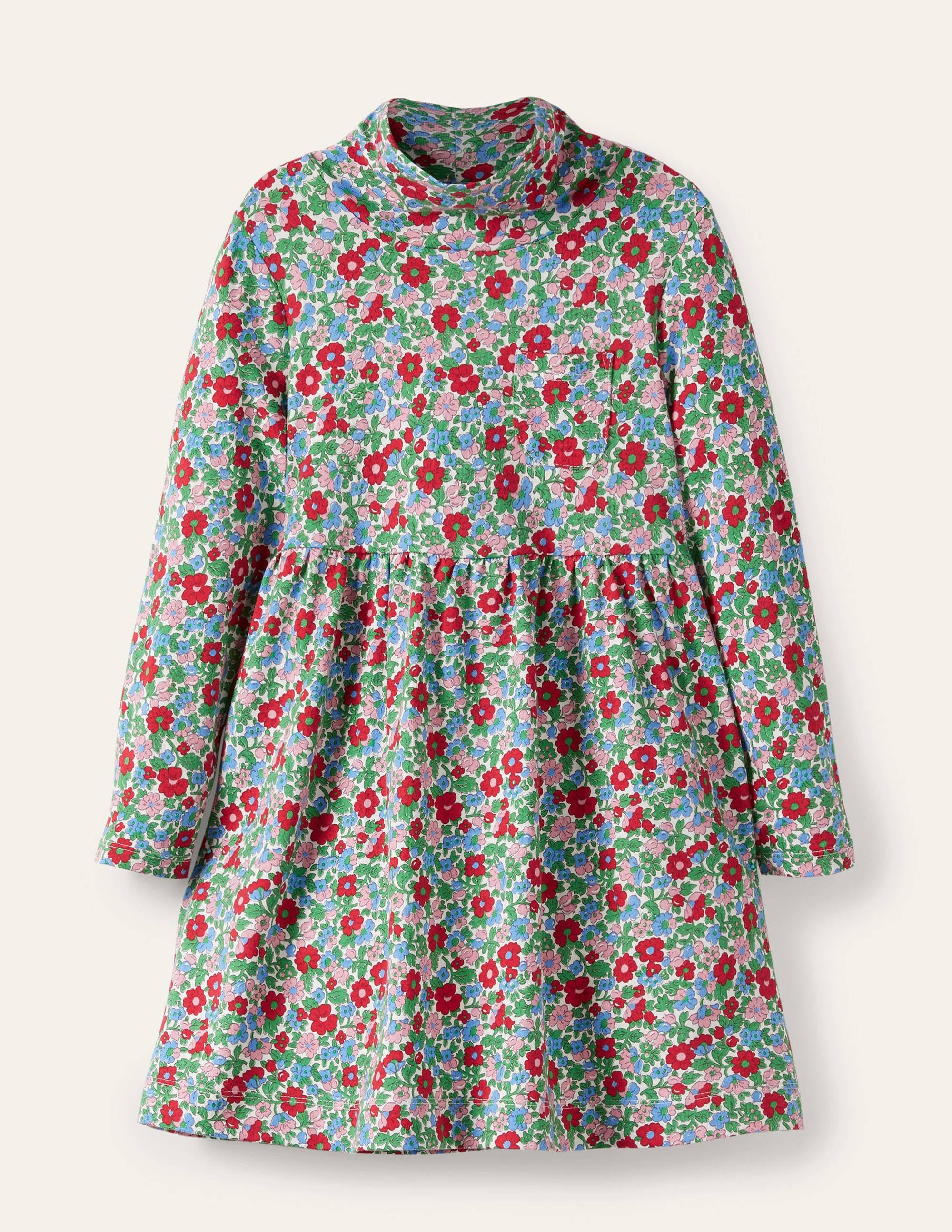 Roll Neck Supersoft Dress-Multi Vintage Bloom - Image 1
