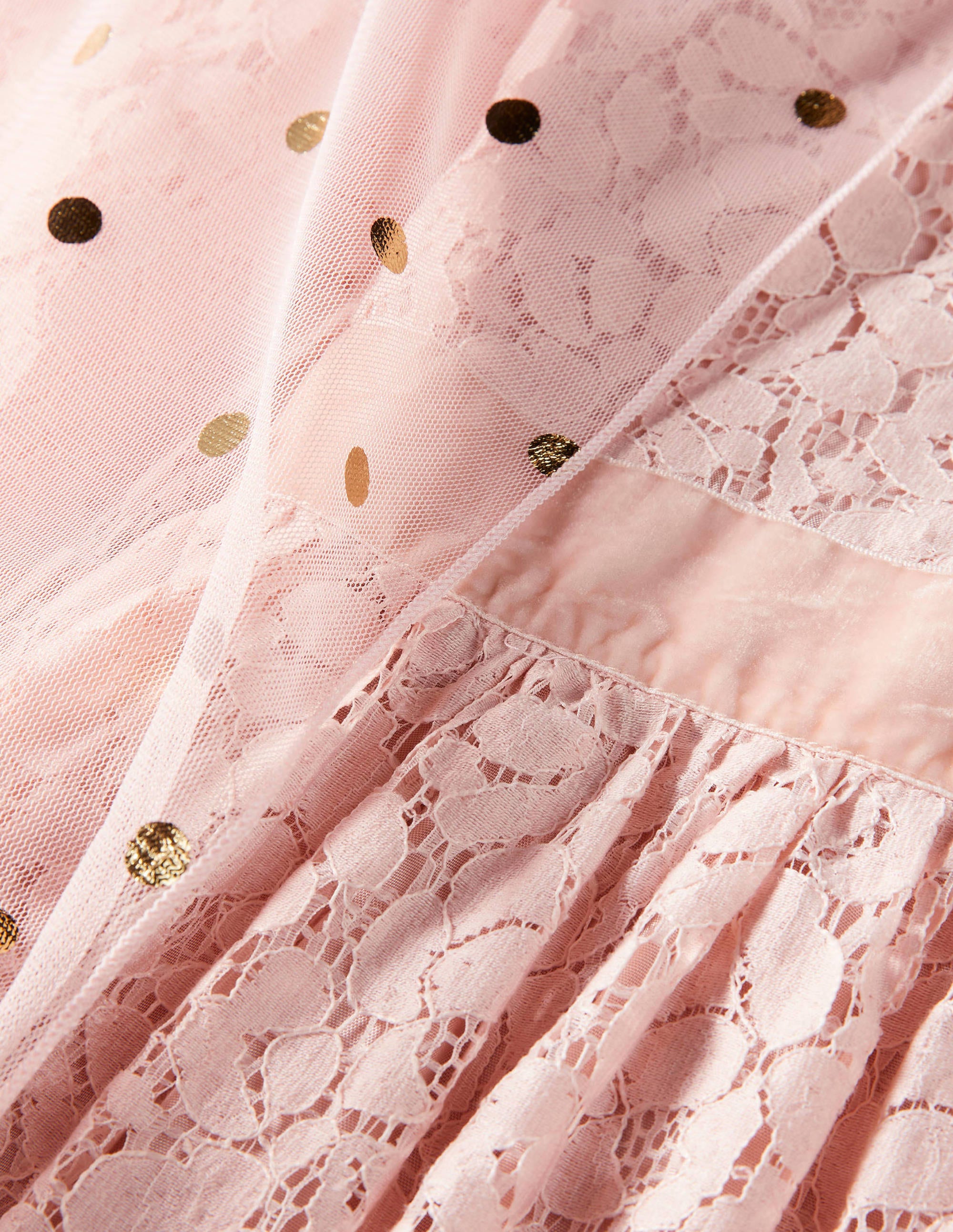 Lace Cape Dress-Provence Pink/ Gold Foil Spot - Image 3