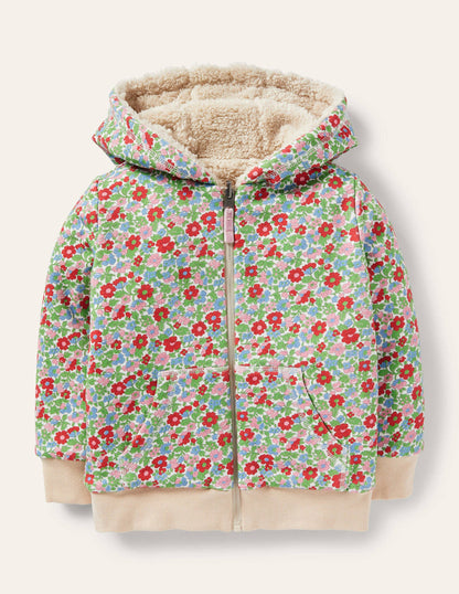 Cosy Borg Reversible Hoodie-Natural/ Vintage Floral-4