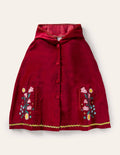 Velvet Embroidered Cape-Royal Red