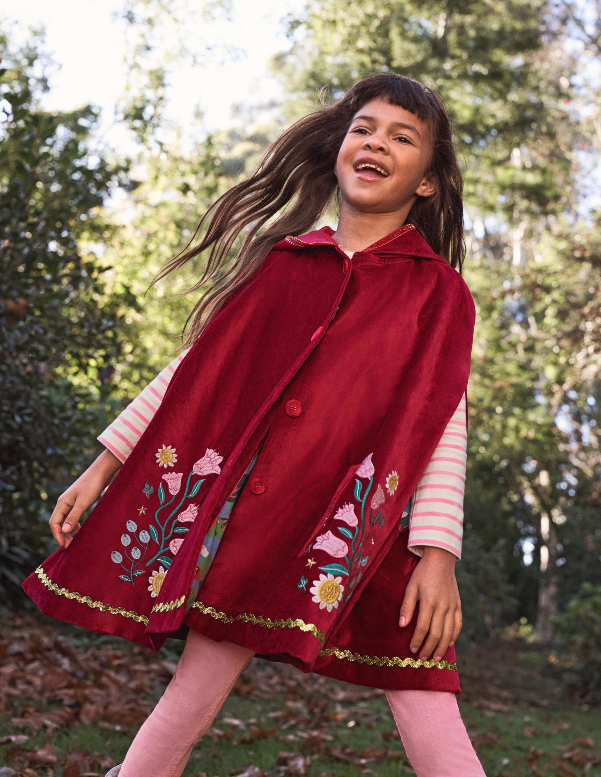 Velvet Embroidered Cape-Royal Red - Image 4