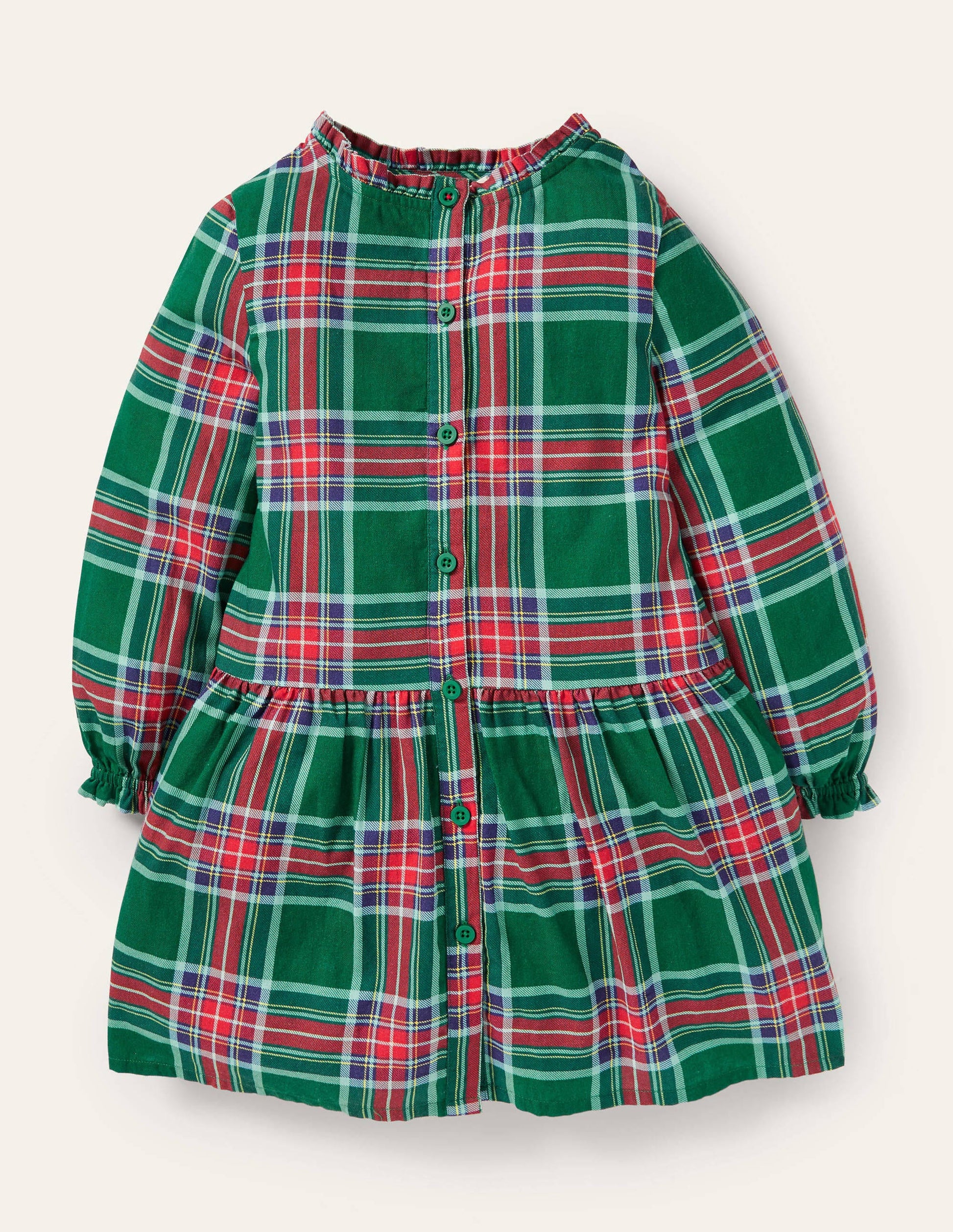 Relaxed Woven Check Dress-Forest Green Check-1