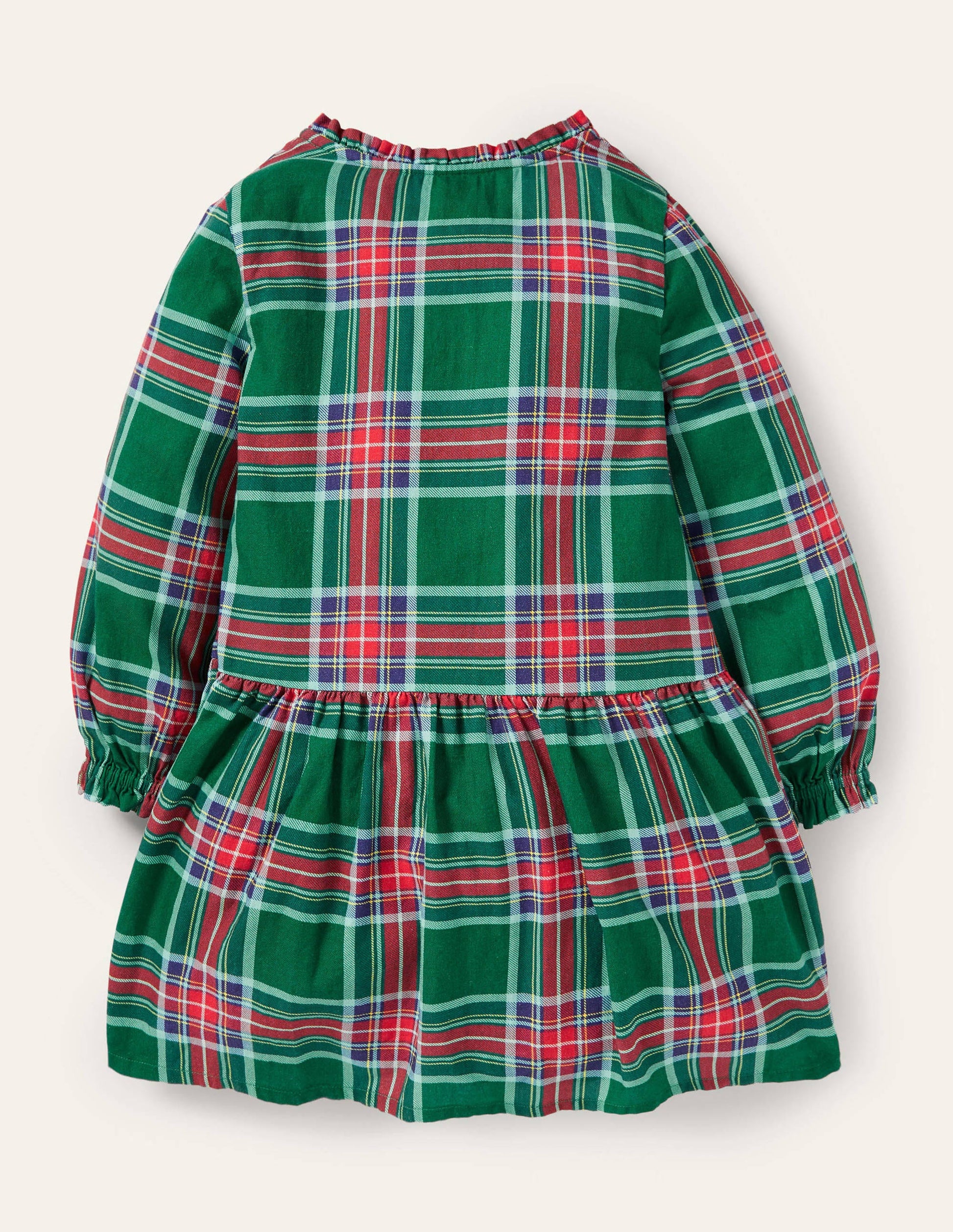 Relaxed Woven Check Dress-Forest Green Check-2