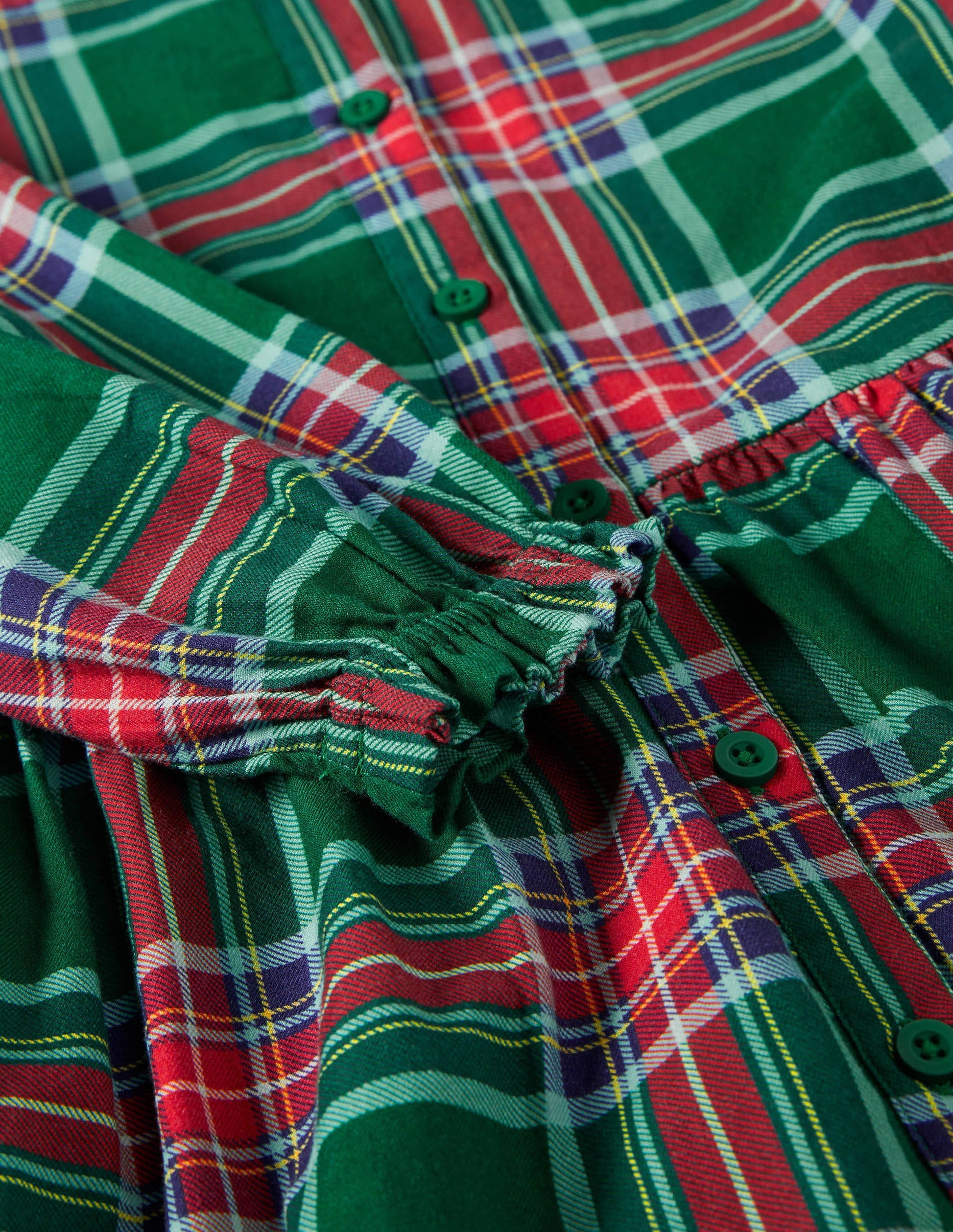 Relaxed Woven Check Dress-Forest Green Check-3