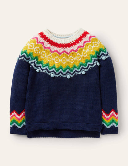 Cosy Fair Isle Jumper-Starboard Blue-1