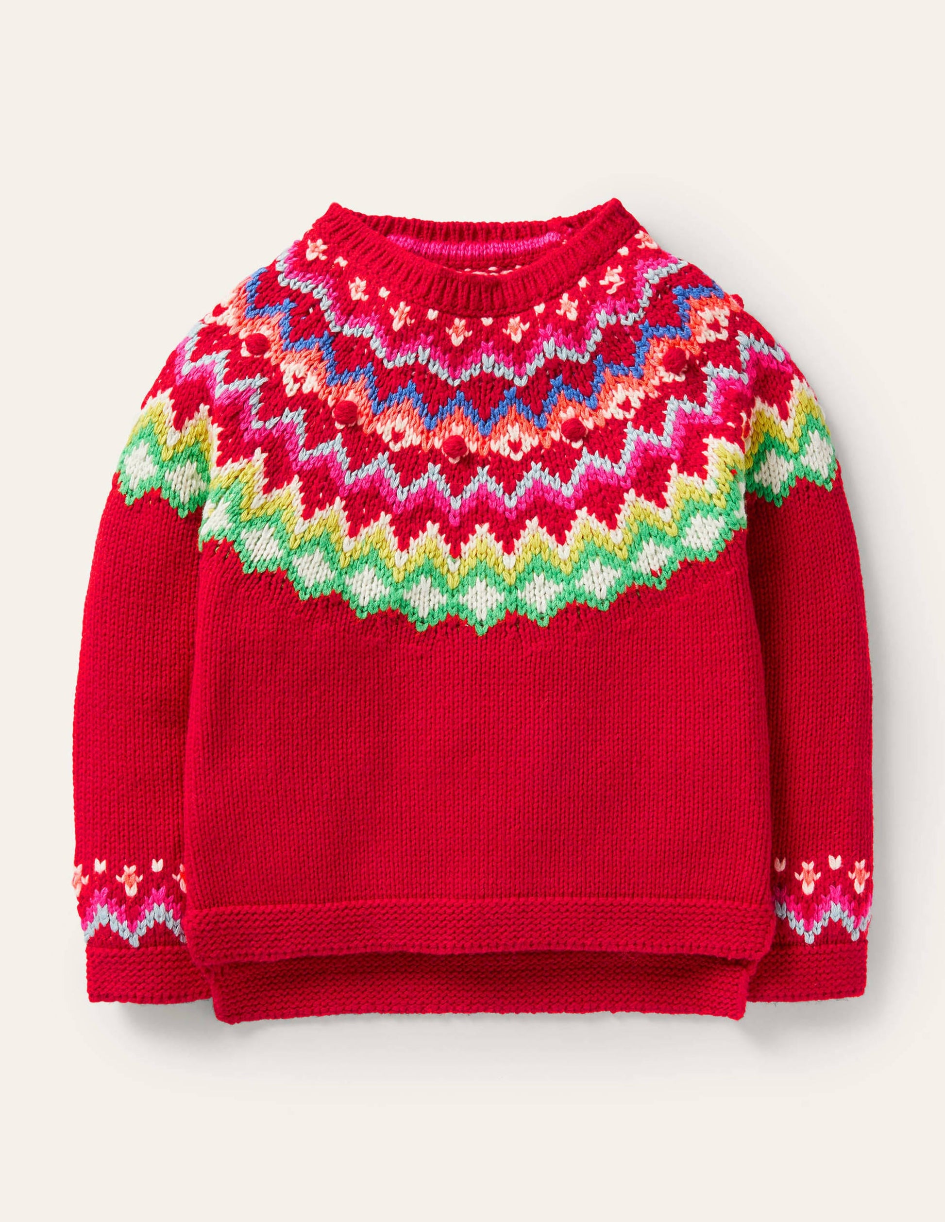 Cosy Fair Isle Jumper-Rockabilly Red-1
