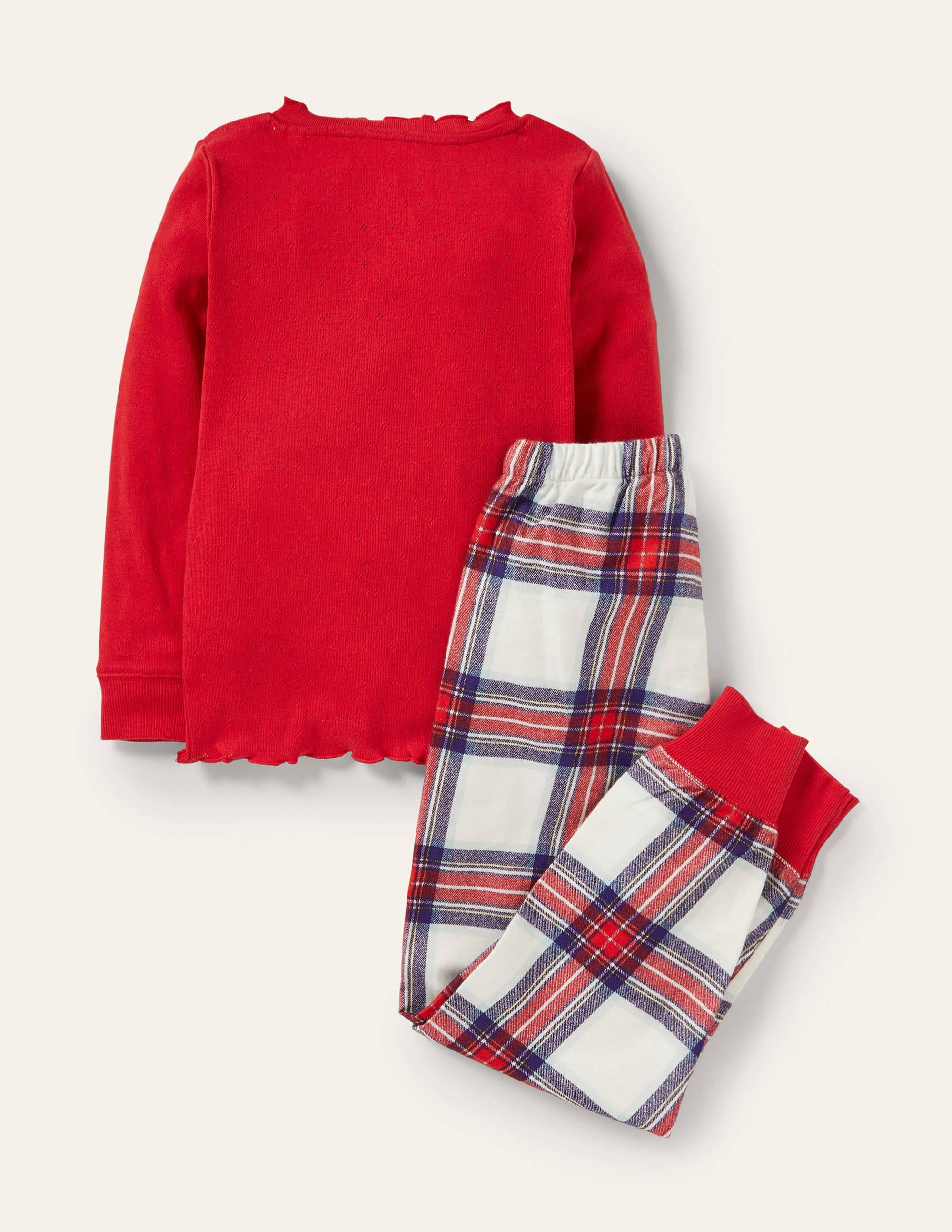 Festive Pyjama Set-Ivory/Rockabilly Red Check - Image 2