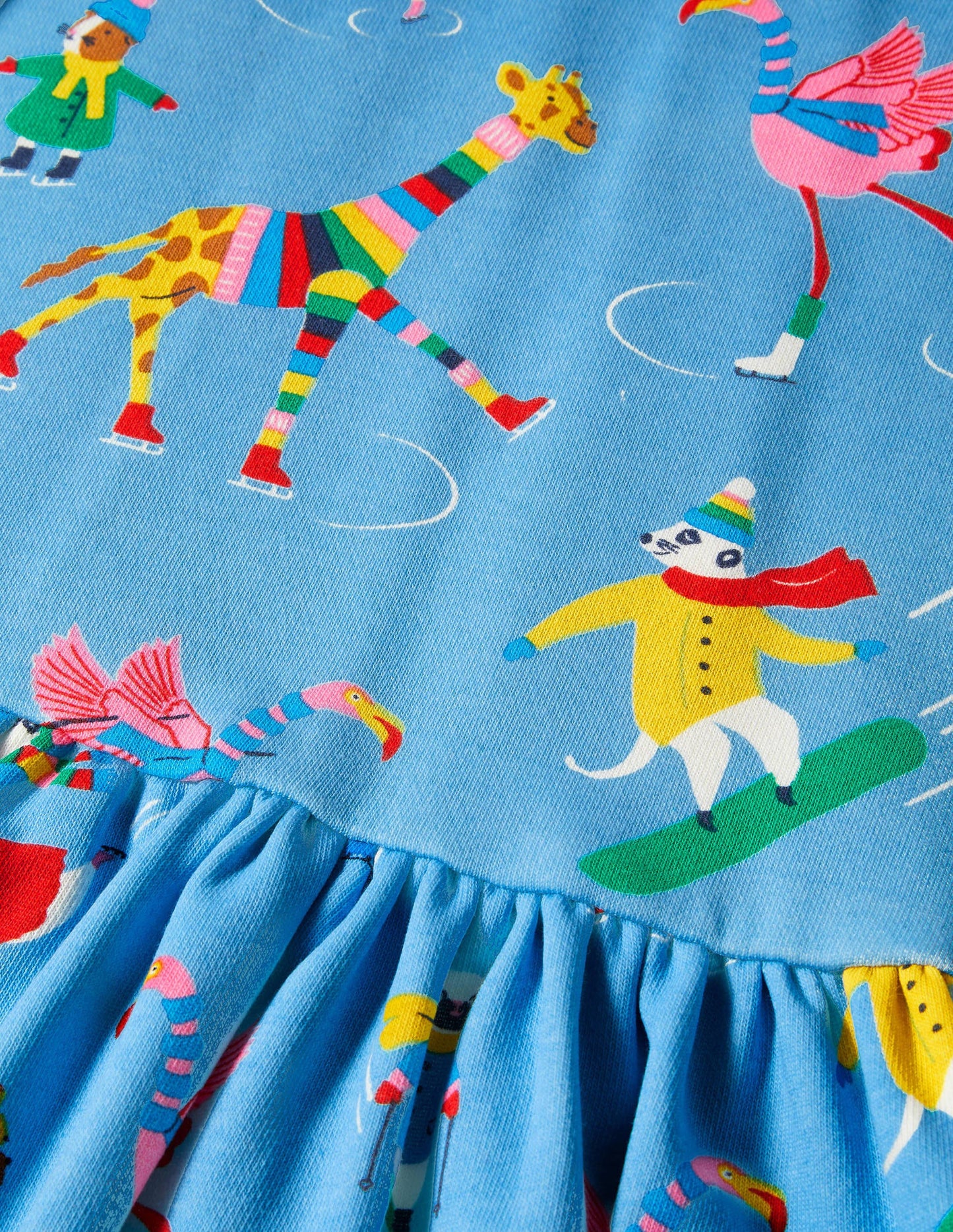 Cosy Printed Sweatshirt Dress-Surfboard Blue Animal Antics