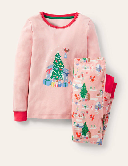 Snug Glow-In-The-Dark Pyjamas-Boto Pink Woodland Christmas-2