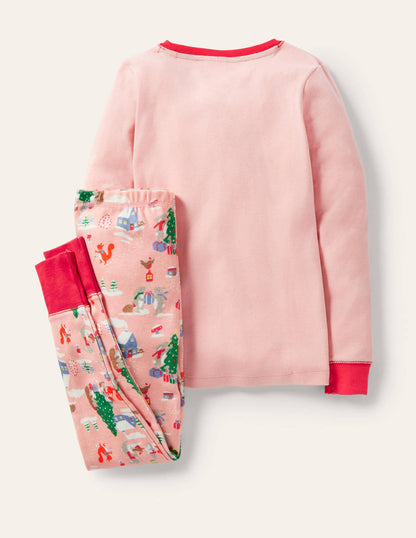 Snug Glow-In-The-Dark Pyjamas-Boto Pink Woodland Christmas-3