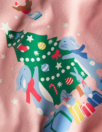Snug Glow-In-The-Dark Pyjamas-Boto Pink Woodland Christmas-4