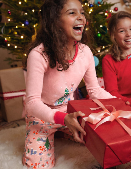 Snug Glow-In-The-Dark Pyjamas-Boto Pink Woodland Christmas-1