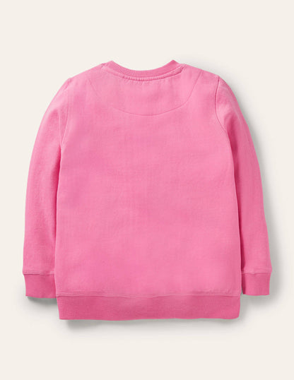 Cosy Appliqué Sweatshirt-Bright Petal Pink Sausage Dog-2