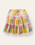 Midi Tiered Skirt-Multi Patchwork