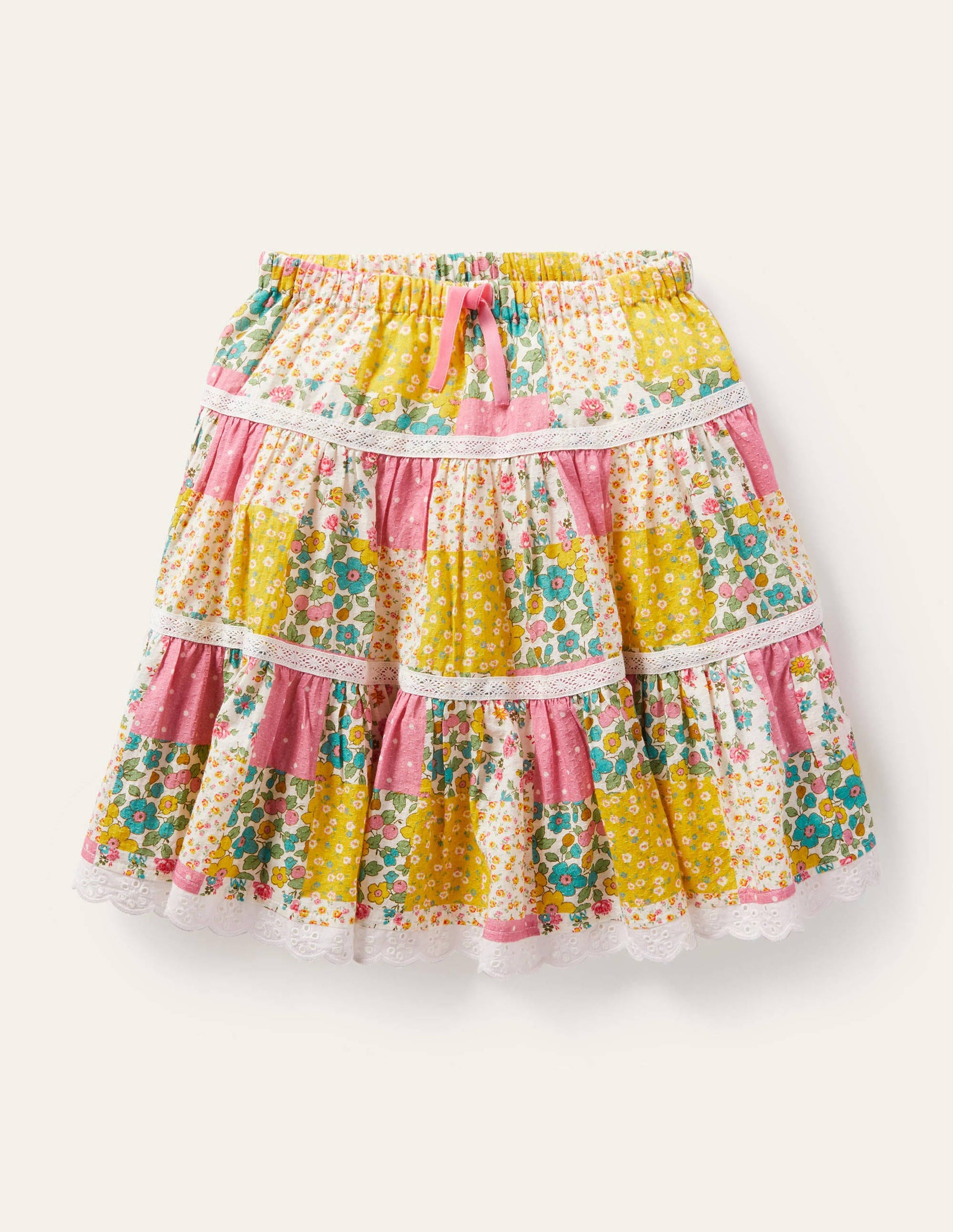 Midi Tiered Skirt-Multi Patchwork-1