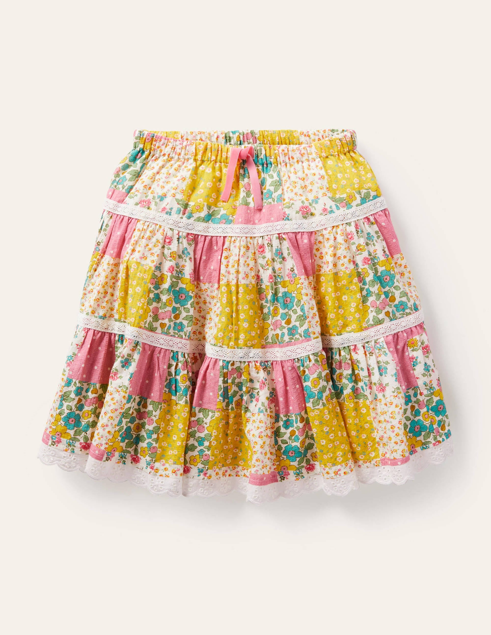 Midi Tiered Skirt-Multi Patchwork - Image 1