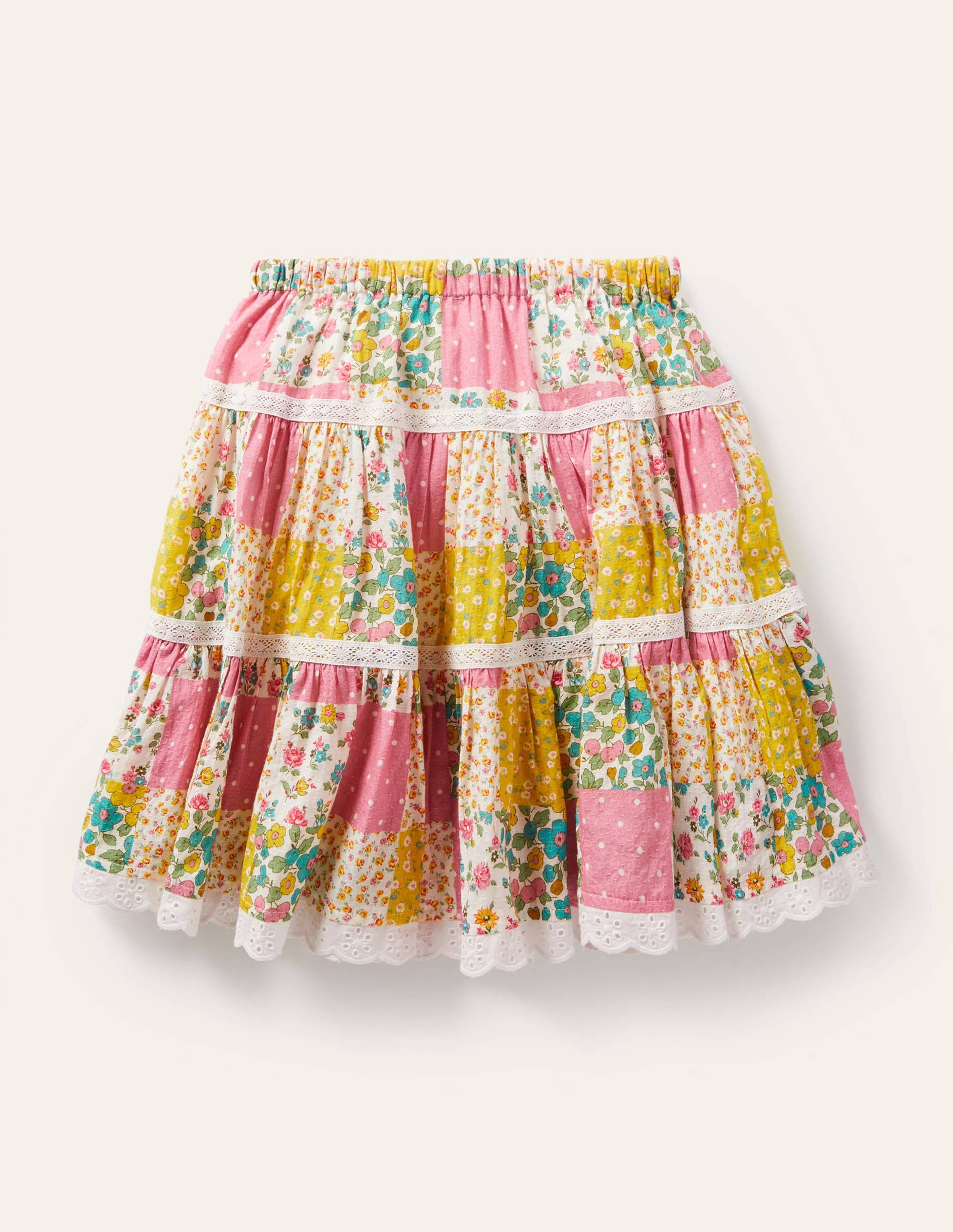 Midi Tiered Skirt-Multi Patchwork - Image 2