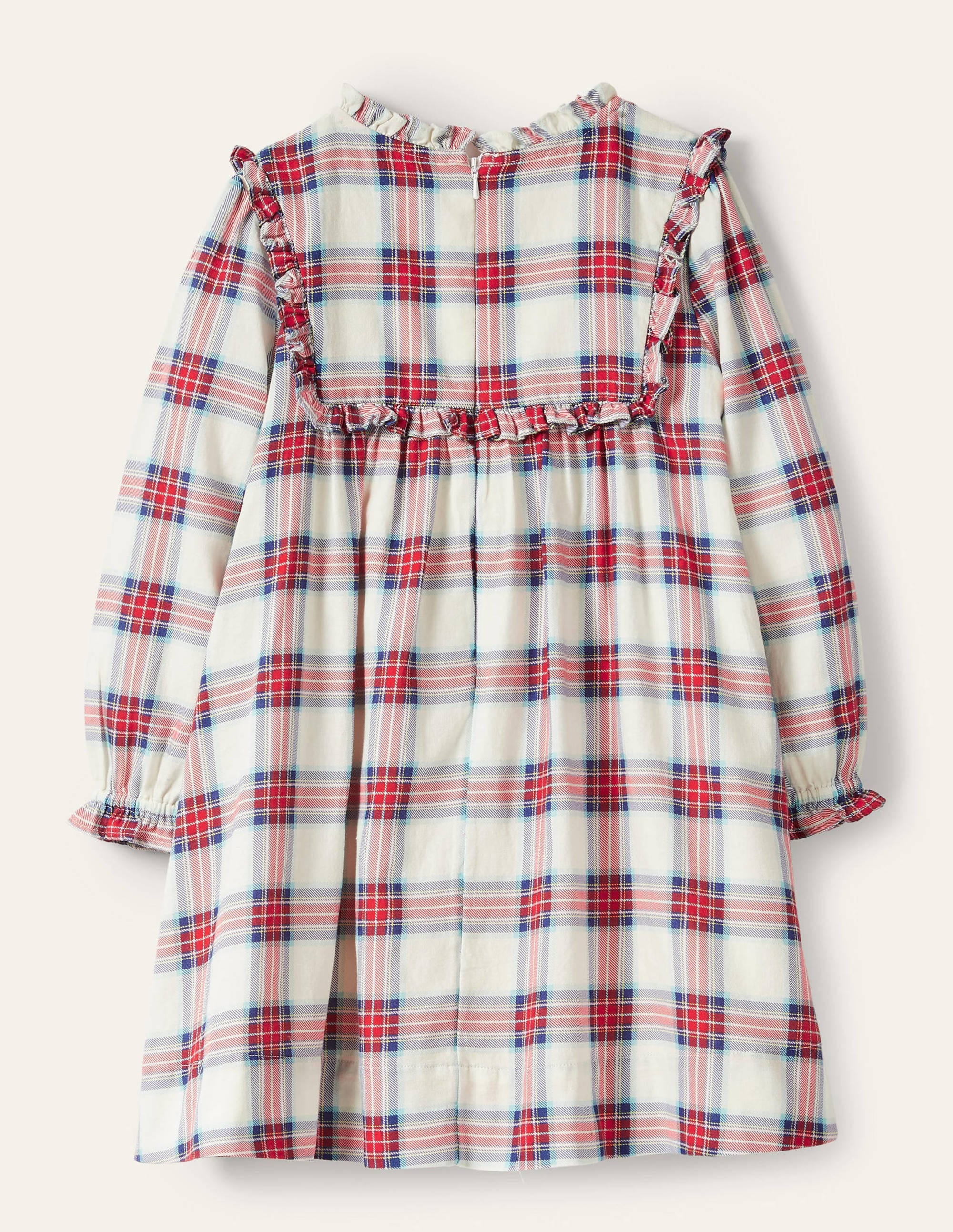 Nostalgic Ruffle Dress-Ivory/ Rockabilly Red Check - Image 2
