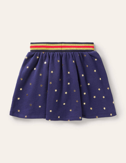 Cosy Twirly Sweatshirt Skirt-Starboard Blue Gold Star-2