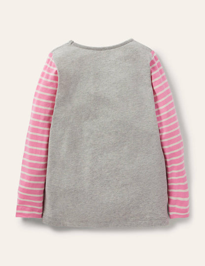 Hotchpotch Animal T-shirt-Grey Marl Ice Skating-2