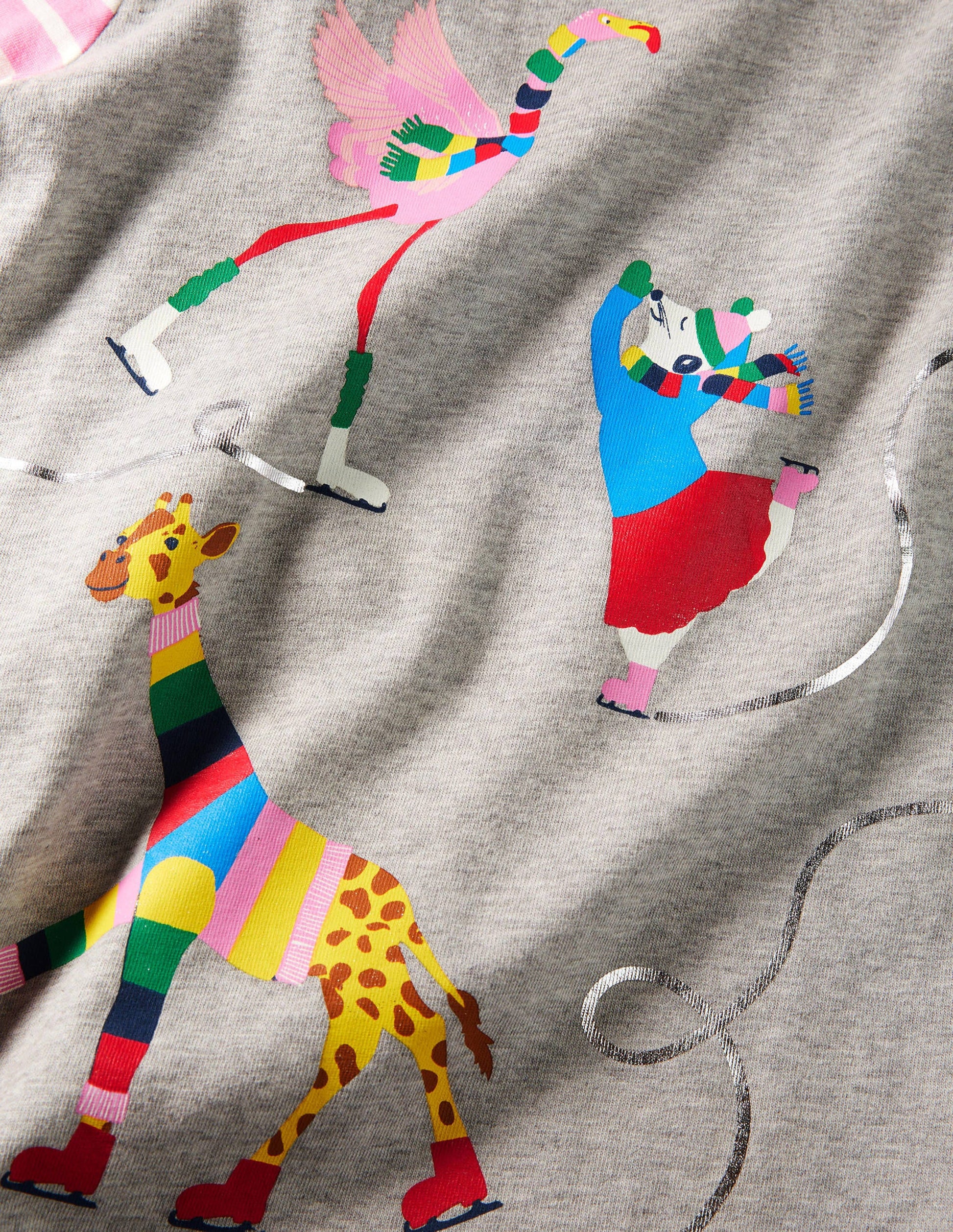 Hotchpotch Animal T-shirt-Grey Marl Ice Skating-3