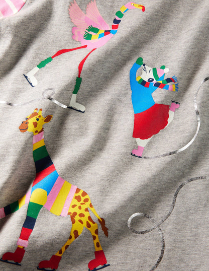 Hotchpotch Animal T-shirt-Grey Marl Ice Skating-3