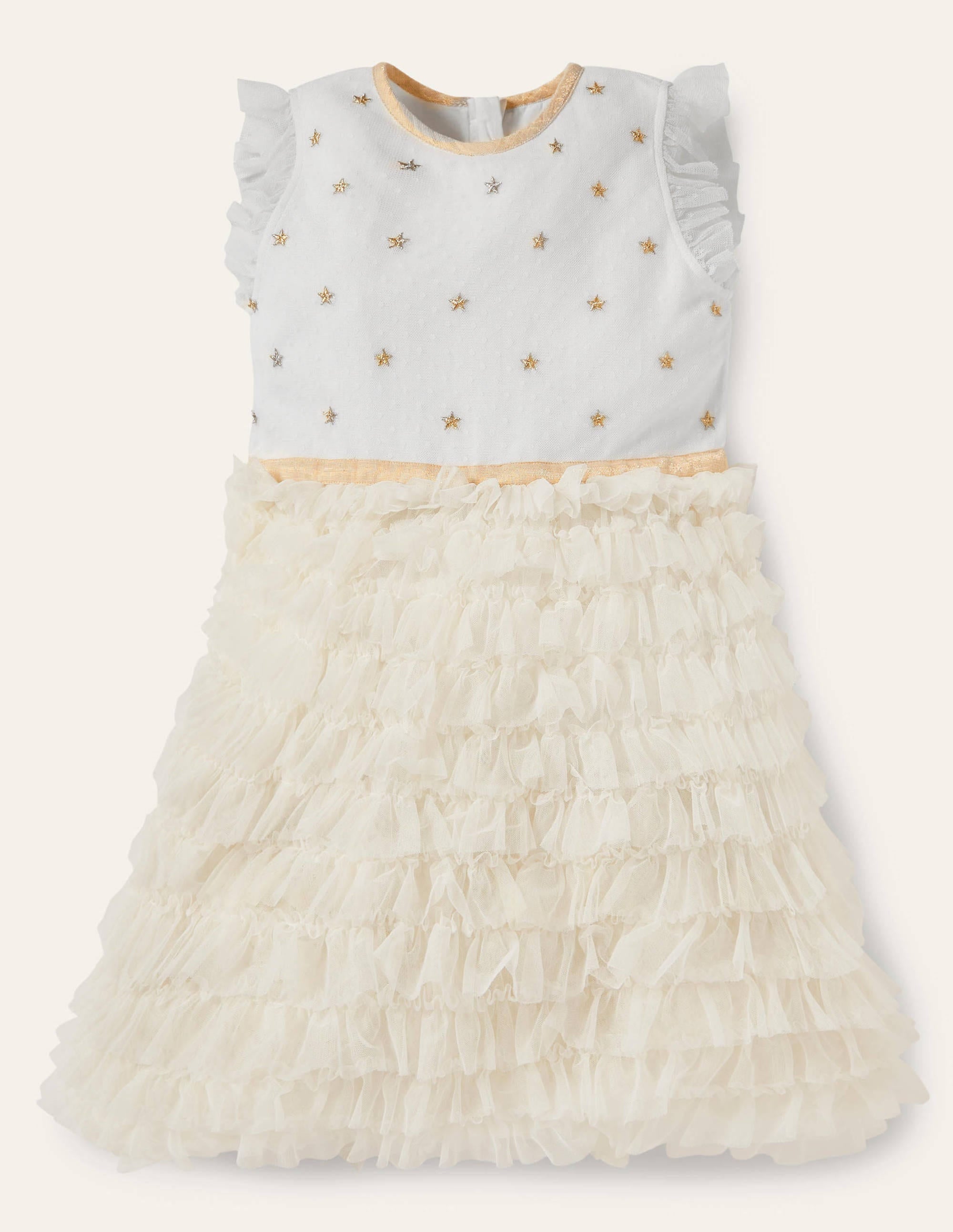 Tulle Ruffle Party Dress-Ivory - Image 1