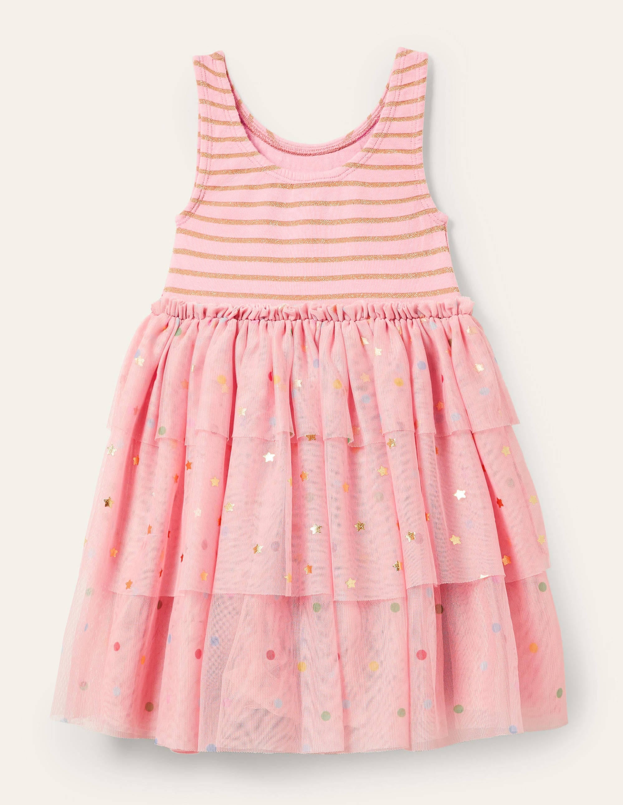 Tiered Tulle Ruffle Dress-Boto Pink Stars - Image 2