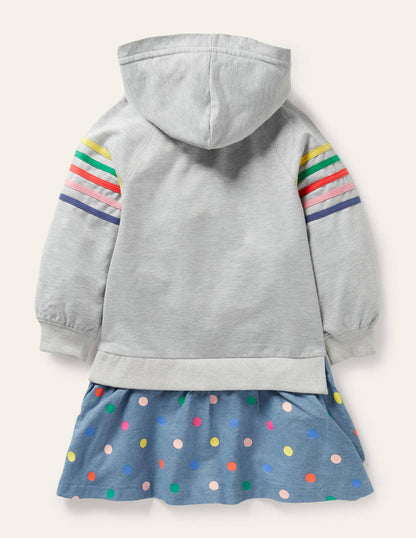 Cosy Hooded Sweat Dress-Grey Marl-2
