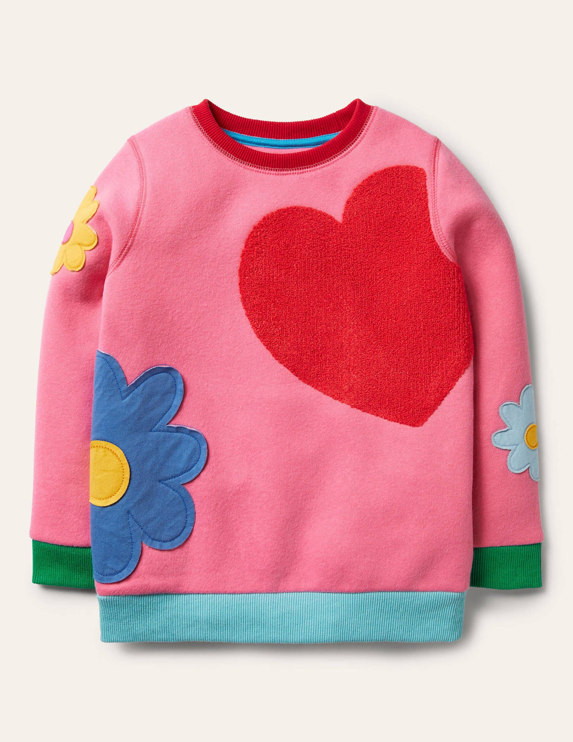 Appliqué Sweatshirt-Bright Petal Pink Heart-2