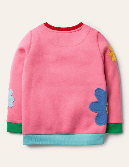 Appliqué Sweatshirt-Bright Petal Pink Heart-3