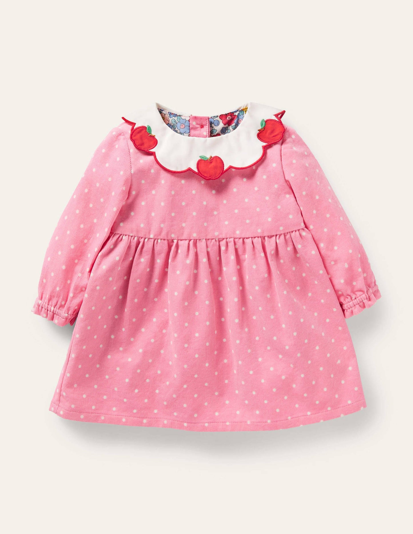 Apple Collar Cord Dress-Formica Pink Pin Spot