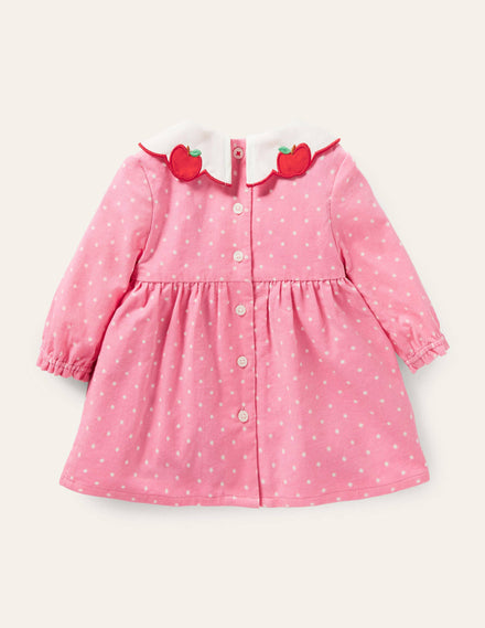 Apple Collar Cord Dress-Formica Pink Pin Spot