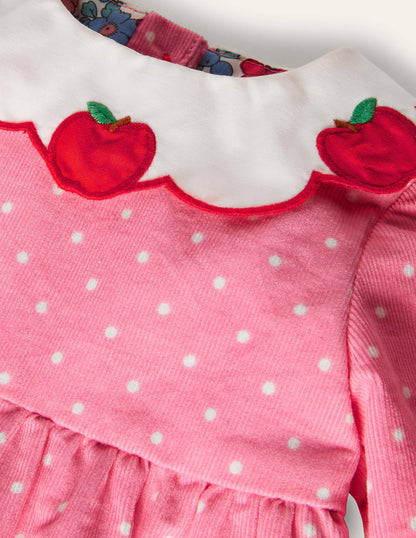 Apple Collar Cord Dress-Formica Pink Pin Spot-3