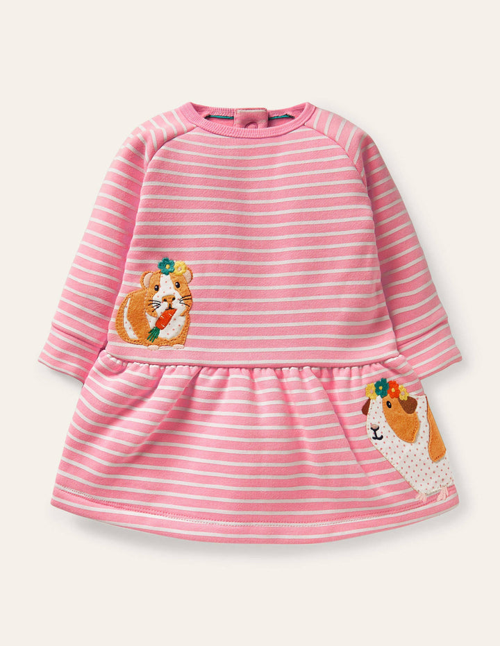 Cosy Sweatshirt Dress-Formica Pink/Ivory Guinea Pigs