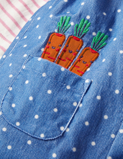 Cord Dungaree Set-Elizabethan Blue Bunnies-3