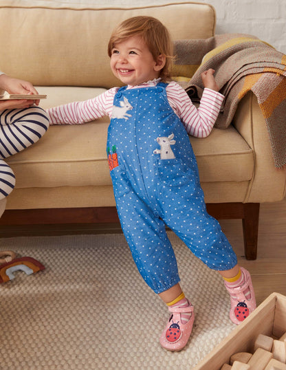 Cord Dungaree Set-Elizabethan Blue Bunnies-4