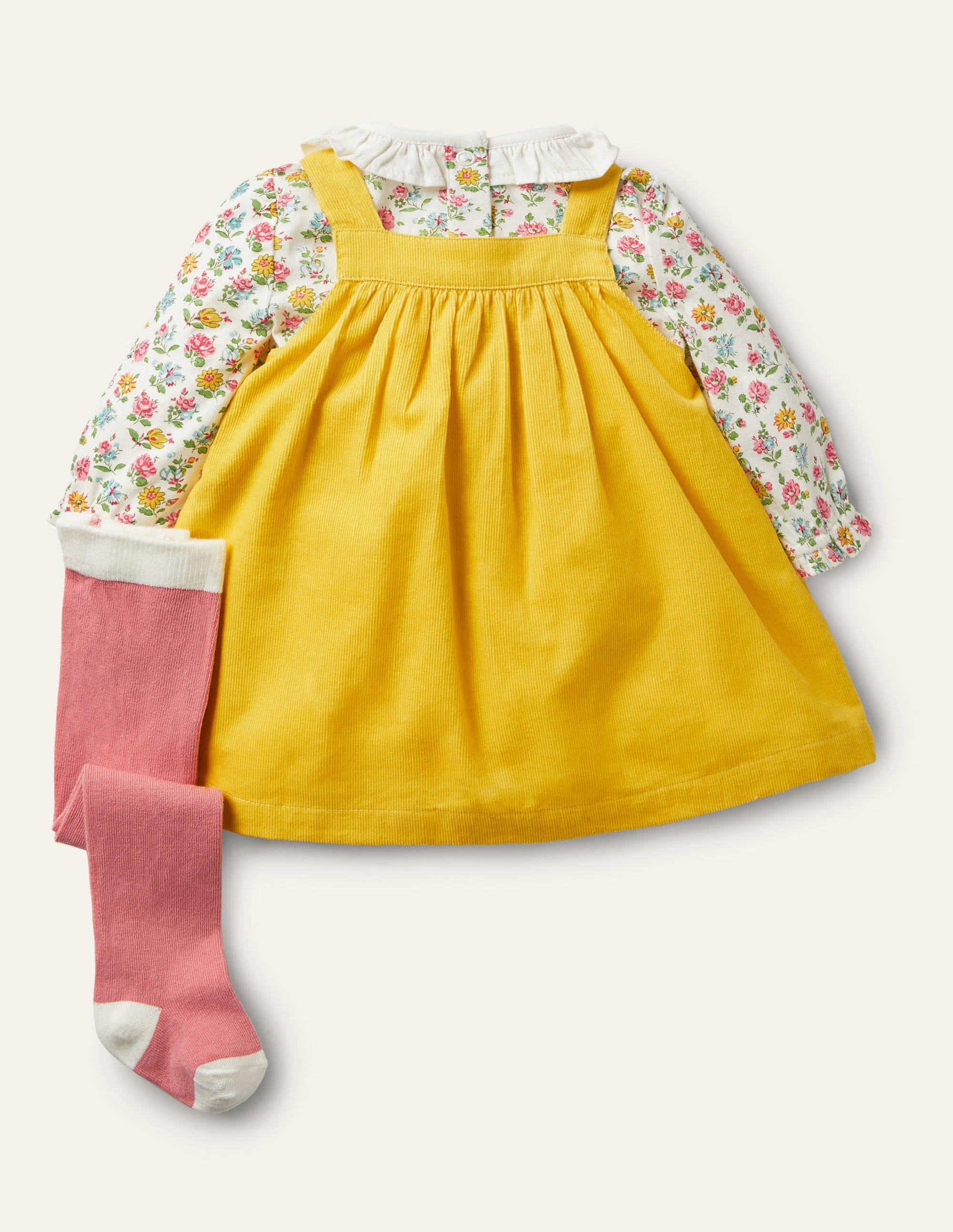 Cord 3 Piece Pinnie Set-Sweetcorn Yellow Tractors - Image 2