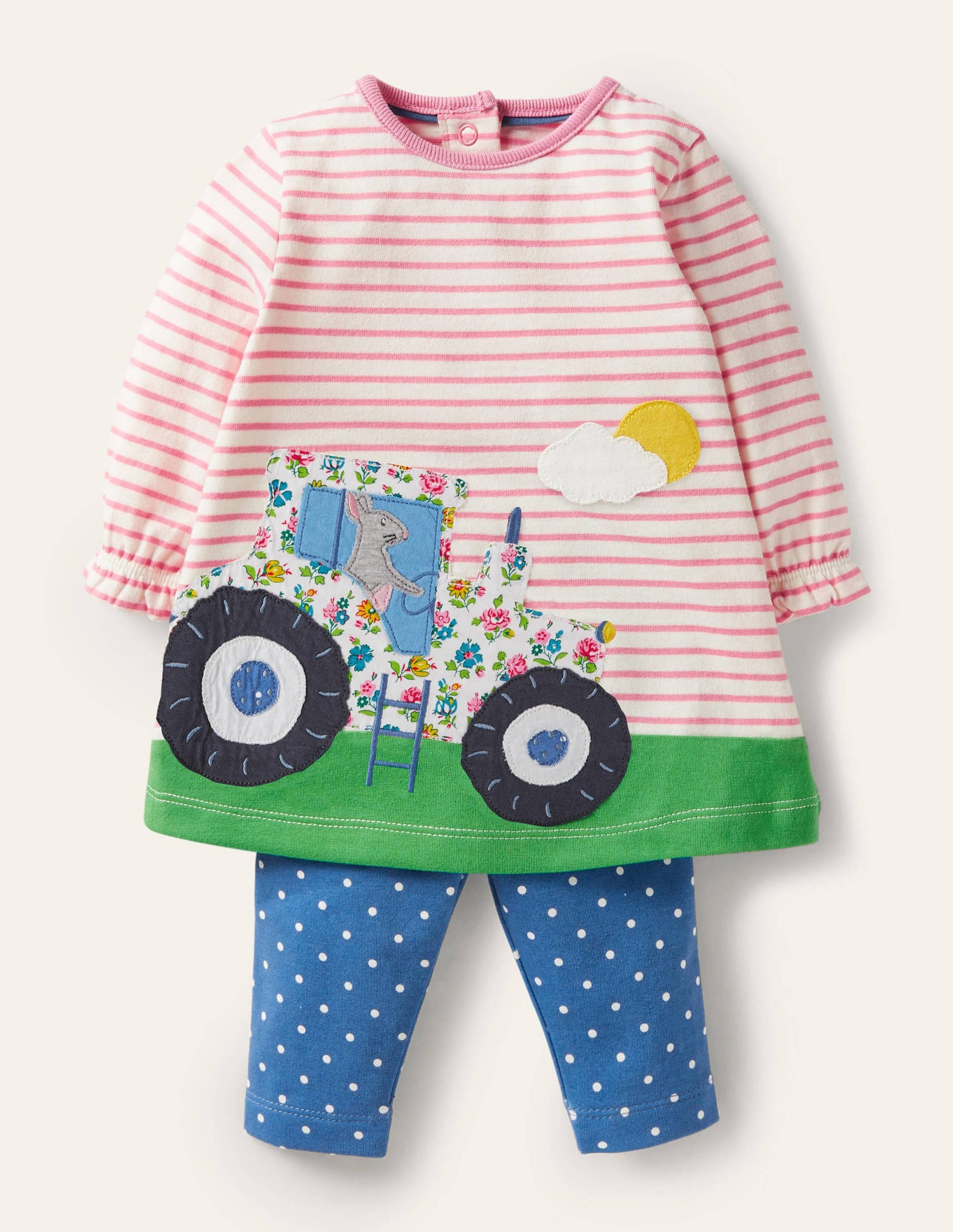 Big Appliqué Dress Set-Elizabethan Blue Farm-1