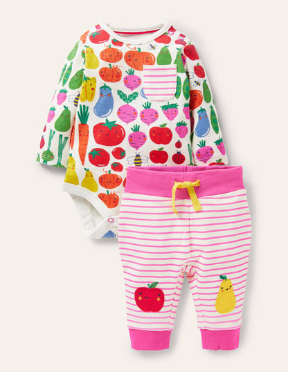 Body & Leggings Set-Ivory Garden Gang-1