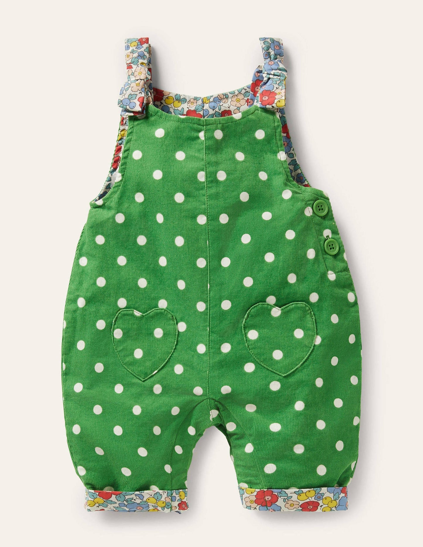 Cord Dungarees-Iguana Green Pin Spot