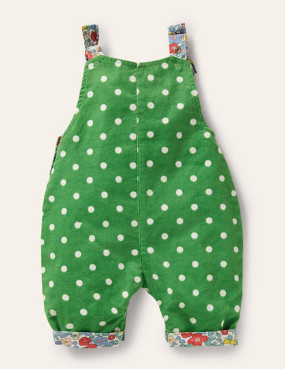 Cord Dungarees-Iguana Green Pin Spot-2