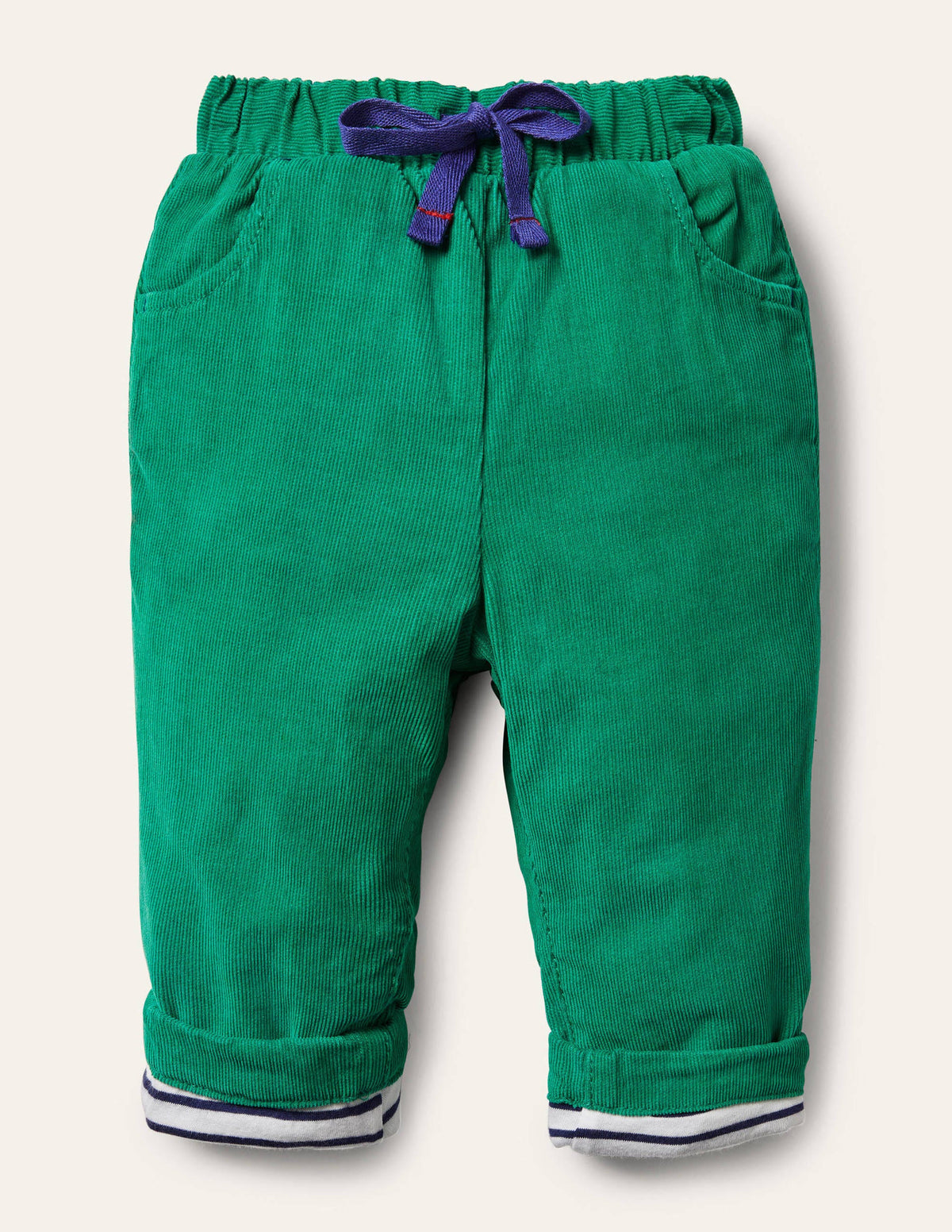 Jersey-lined Cord Trousers-Highland Green - Image 1