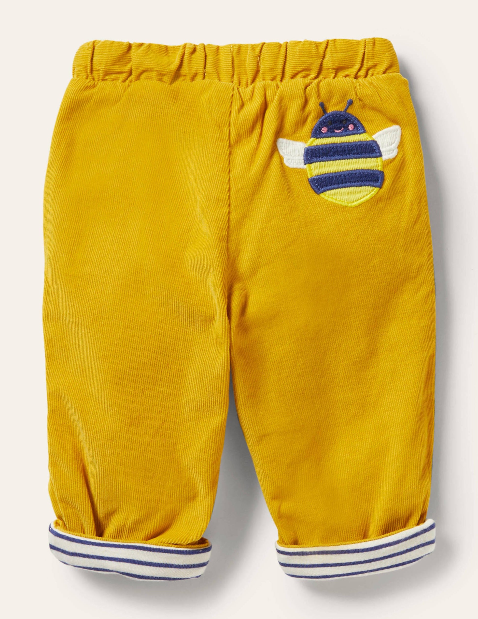 Jersey-lined Cord Trousers-Honeycomb Yellow-2