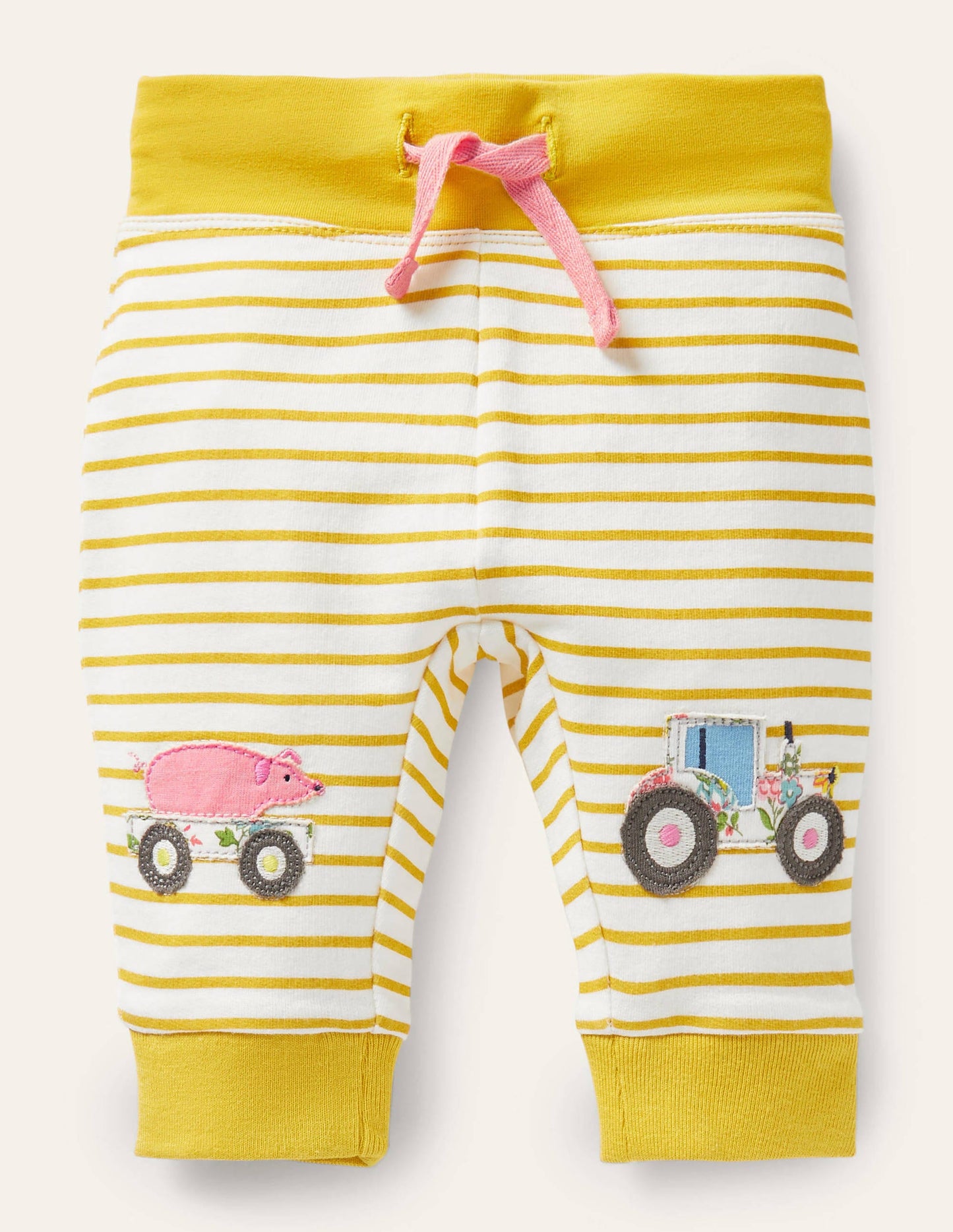 Appliqué Knee Jersey Bottoms-Ivory/Sweetcorn Yellow Farm