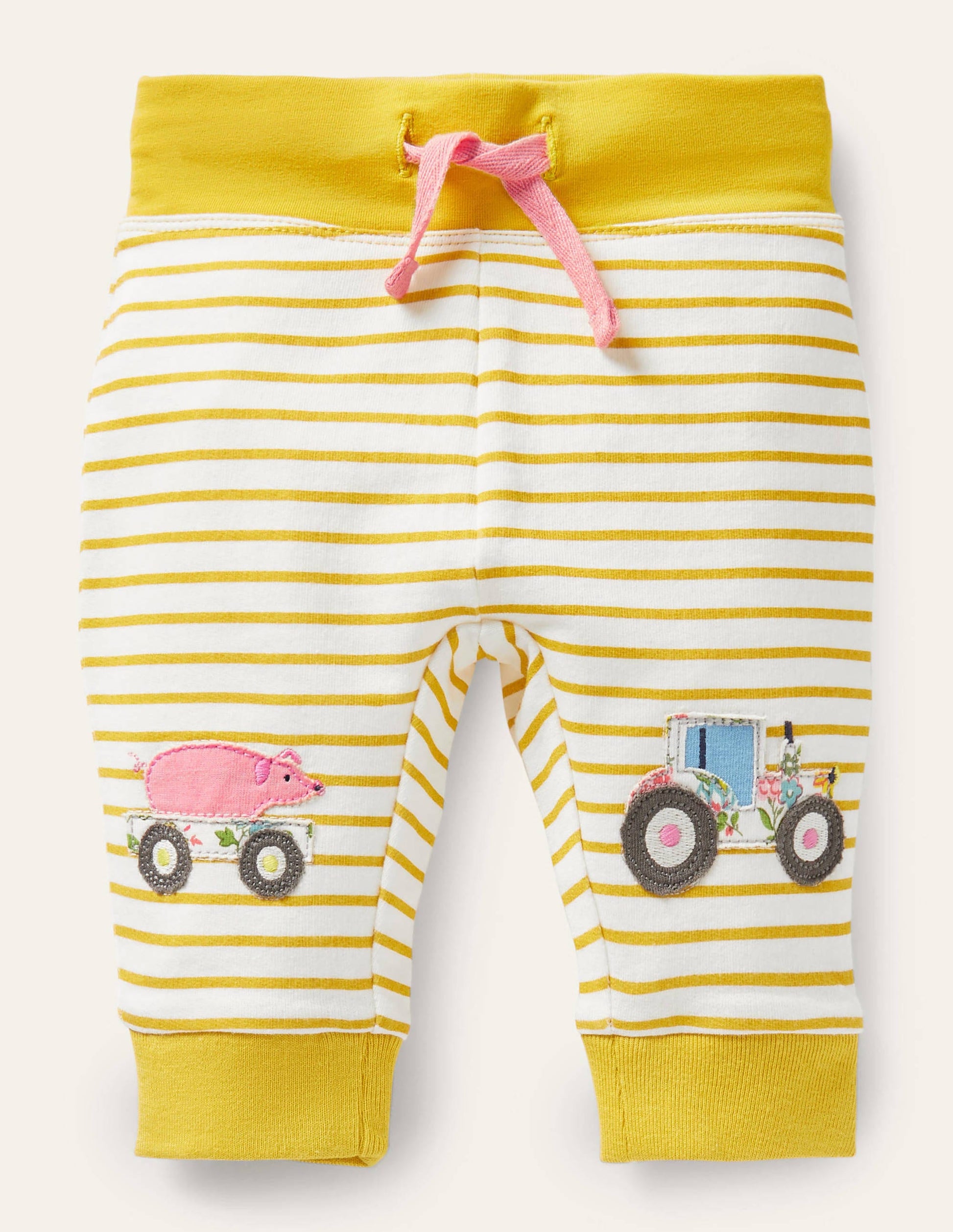 Appliqué Knee Jersey Bottoms-Ivory/Sweetcorn Yellow Farm-1