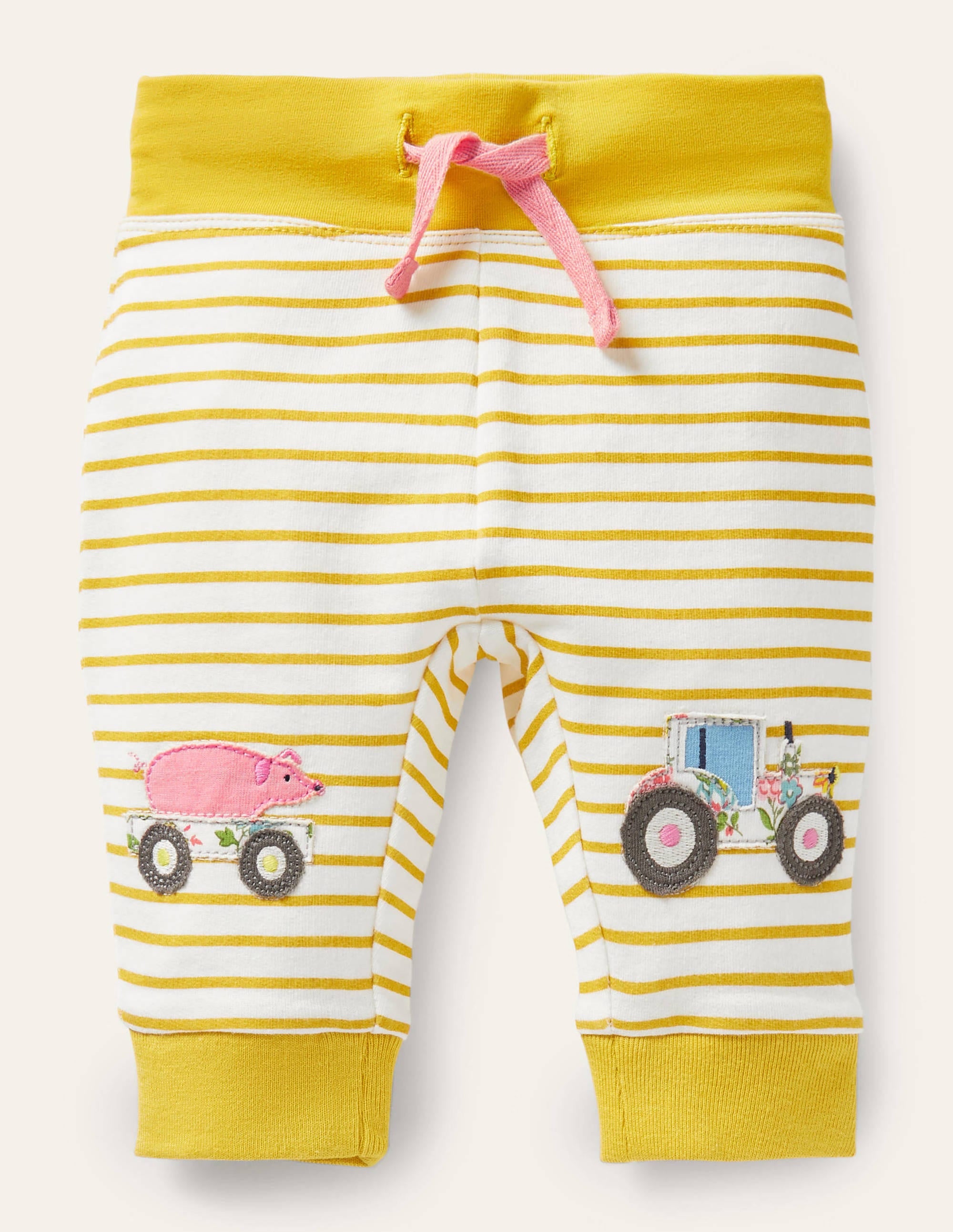 Appliqué Knee Jersey Bottoms-Ivory/Sweetcorn Yellow Farm - Image 1